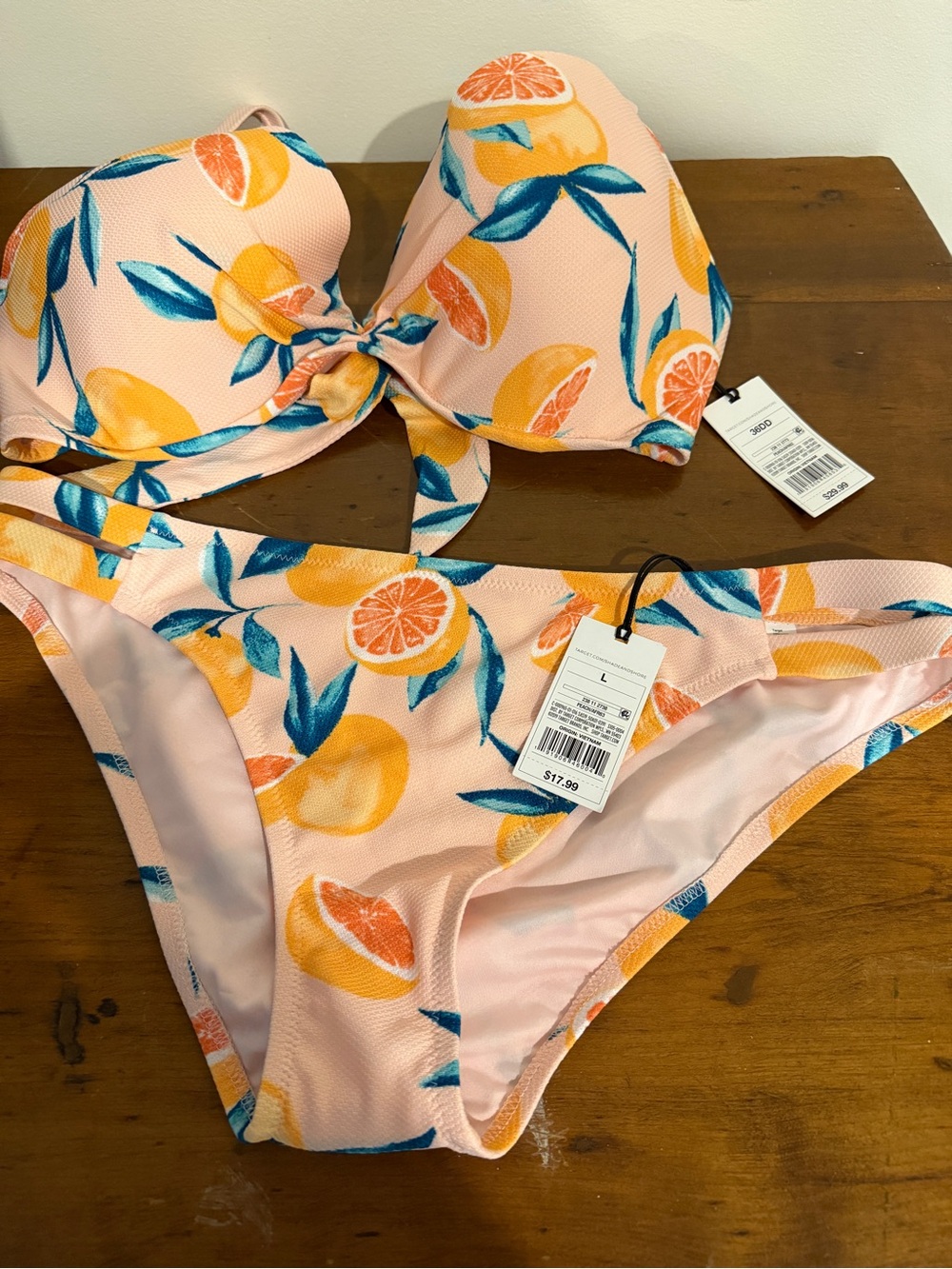 Shade & Shore Pink Citrus Print Bikini Set